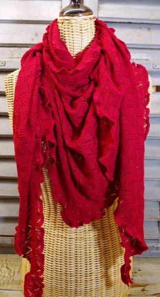 Invero Dreiecktuch Burgunder, Sonderfarbe, reine Merinowolle